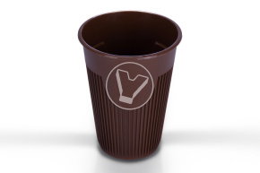 Стакан 350мл., рифленный для горячего,коричневый ПП