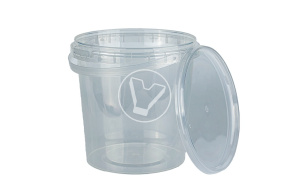 Ведро 1000 мл, d-122, с ручкой и крышкой, Прозрачная