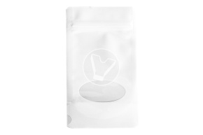 Пакет бумажный дой-пак с замком зип-лок, 105*190мм (40+40), 140мкм, белый, с окном