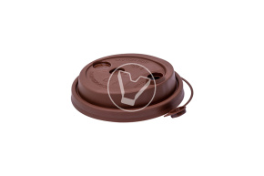 Крышка d-80 с клапаном, Коричневая с питейником, матовая, ПП  Новинка