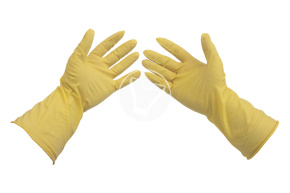 Перчатки резиновые прочные, 50 г., размер L, желтые