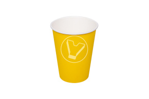 Стакан бумажный, 350 мл, желтый, для горячих напитков, ЛП