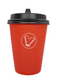 Стакан бумажный, 250 мл, красный, для горячих напитков