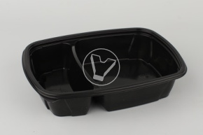 Контейнер (ланч-бокс) СпК-230-50-2 мм, черный 950 (300/650) мл., 230*170*50