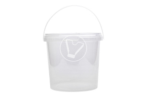 Ведро 1000 мл,/131 мм, с ручкой и крышкой, Прозрачное