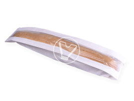 Пакет бумажный, 100*50*640 мм, белый, с окном, с плоским дном 