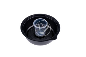 Салатник КД-106 дно, d-200, h-33, V-850 мл, черный с соусником в комплекте  (ПС, Кадо-Прим)