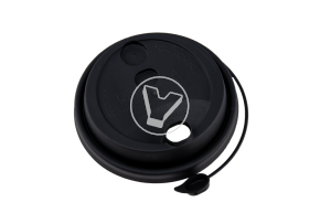 Крышка d-80 с клапаном, Черная с питейником, матовая , ПП  Новинка