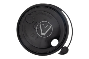 Крышка d-80 с клапаном, Черная с питейником, матовая , ПП  Новинка