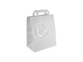 Пакет бумажный, с плоскими ручками, 240*140*280 мм, белый