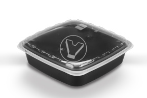 Контейнер 1500 мл С КРЫШКОЙ, Черный, квадратный