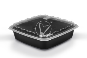 Контейнер 1500 мл С КРЫШКОЙ, Черный, квадратный