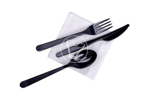Набор Премиум ПП (Вилка,ложка,нож-черные салфетка) 