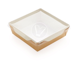 Салатник Eco OpSalad 900 мл.с крышкой, LAM-GEOBOX-900, ламинация, крафт