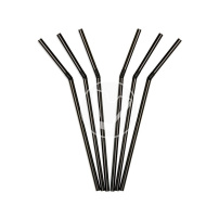 Трубочки с  гофроизгибом, черный, 500шт.  d- 5 мм, → 240мм (ПР, Yan`s) 