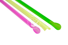 Трубочки пластиковые, цветные  с ложечкой 6*240 мм.
