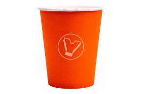 Стакан бумажный, 250 мл, оранжевый, бумажный для горячих напитков