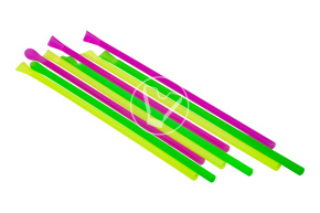 Трубочки пластиковые, цветные  с ложечкой 6*240 мм.