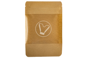 Пакет бумажный дой-пак с замком зип-лок, 120*185мм (30+30), с окном 100мм,140мкм крафт