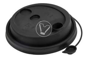 Крышка d-80 с клапаном, Черная с питейником, матовая , ПП  Новинка