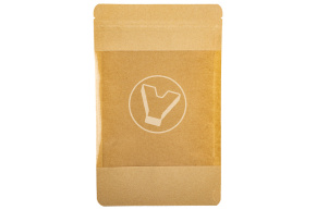 Пакет бумажный дой-пак с замком зип-лок, 150*240мм (45+45), с окном 140мм,140мкм крафт