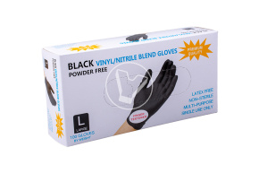 Перчатки смотровые, Нитро-Винил, неопудренные, черные, размер L