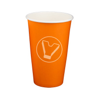 Стакан бумажный, 400 мл, оранжевый, для горячих напитков
