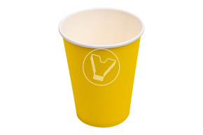 Стакан бумажный, 350 мл, желтый, для горячих напитков, ЛП
