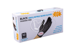 Перчатки смотровые, Нитро-Винил, неопудренные, черные, размер М