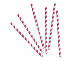Трубочки бумажные GVS-05-LRG "Леденец", 8*200 мм, белый/красный