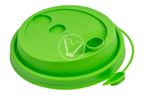 Крышка d-80 с клапаном, Салатовая с питейником, матовая, ПП  Новинка