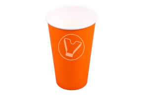 Стакан бумажный, 400 мл, оранжевый, для горячих напитков