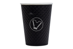 Стакан бумажный, 350 мл (430 мл до края), Waffle Black, 2 слойный, БУМ, Formacia