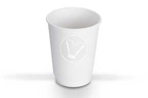 Стакан 350 мл., d-90 для горячего, двухслойный, белый