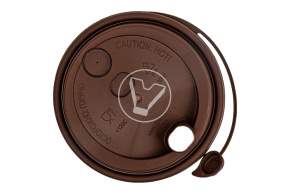 Крышка d-80 с клапаном, Коричневая с питейником, матовая, ПП  Новинка