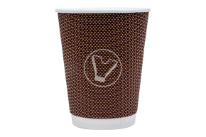 Стакан бумажный, 350 мл, коричневый, 2 слойный, рифленный, для горячих напитков