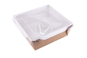 Салатник Eco OpSalad 1200 мл.с крышкой, LAM-GEOBOX-1200, 145/167*145/167*62, ламинация, крафт