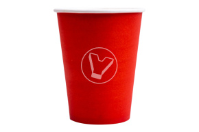Стакан бумажный, 400 мл, красный, для горячих напитков