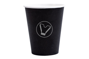 Стакан бумажный, 165 мл, черный,  для горячих напитков