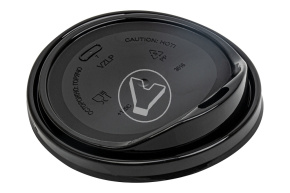 Крышка d-90 с клапаном, Черная с питейником, ПП