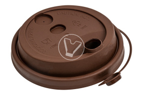 Крышка d-80 с клапаном, Коричневая с питейником, матовая, ПП  Новинка