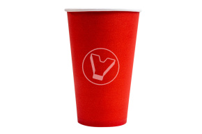 Стакан бумажный, 400 мл, красный  