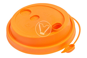 Крышка d-80 с клапаном, Оранжевая с питейником, матовая, ПП  Новинка