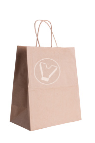 Пакет бумажный, 220*120*250 мм, крафт, с крученой ручкой