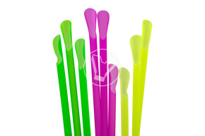 Трубочки пластиковые, цветные  с ложечкой 6*240 мм.
