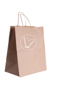 Пакет бумажный, 240*140*280 мм, крафт, с кручеными ручками