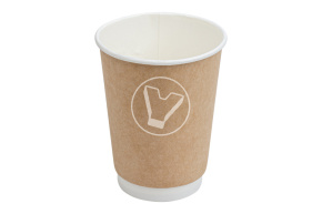 Стакан бумажный, 350 мл, d-90, крафт, 2 слойный, для горячих напитков