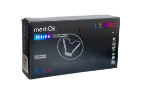 Перчатки ЧЕРНЫЕ  нитриловые, смотровые, неопудренные, размер L( MediOk)