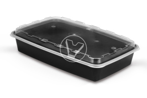 Контейнер 1300 мл с крышкой , черный, прямоугольный