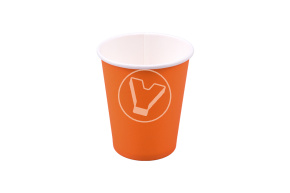Стакан бумажный, 250 мл, оранжевый, бумажный для горячих напитков
